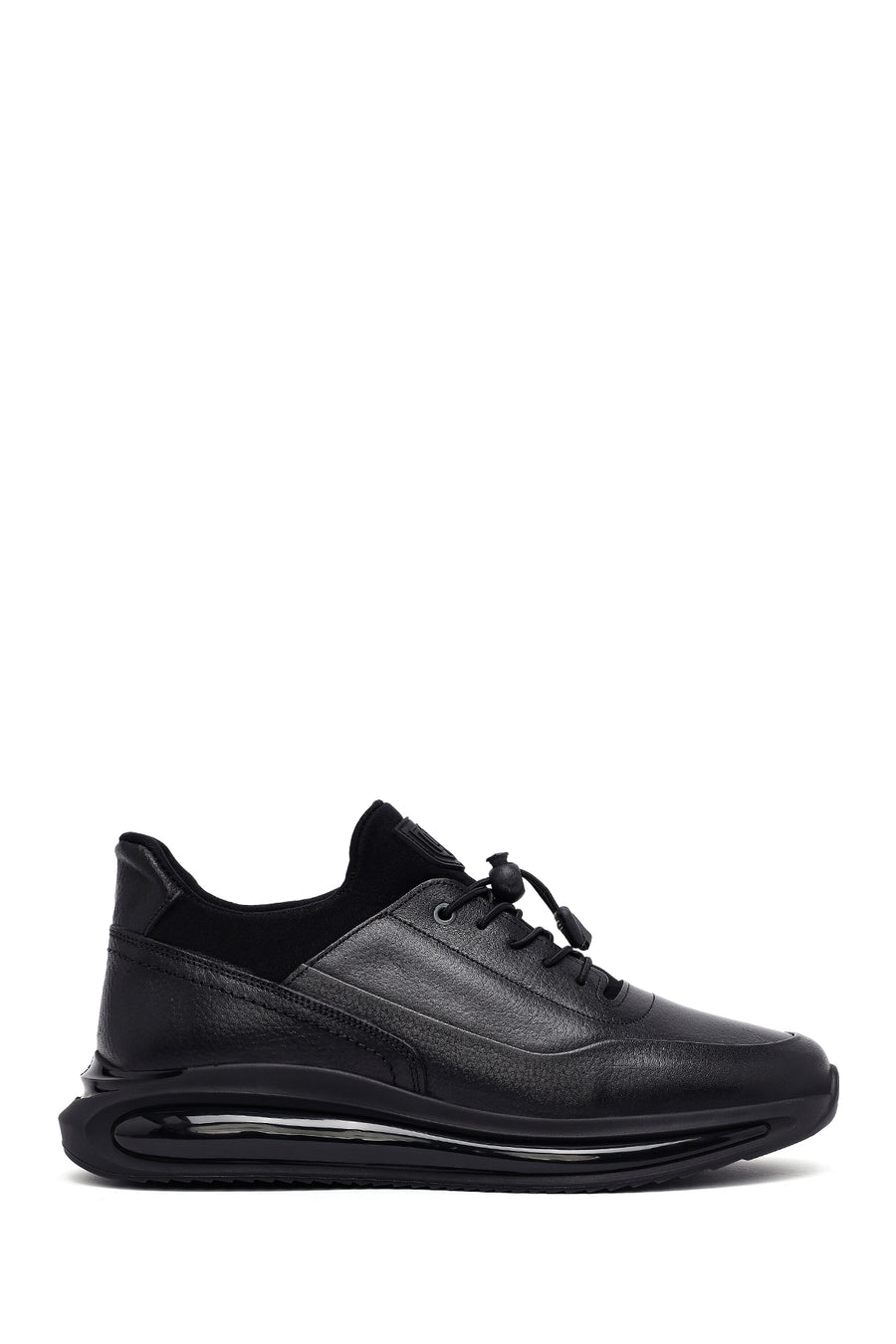Men's Black Lace-Up Thick-Soled Leather Casual Sneakers 25WFD6821FT | Derimod