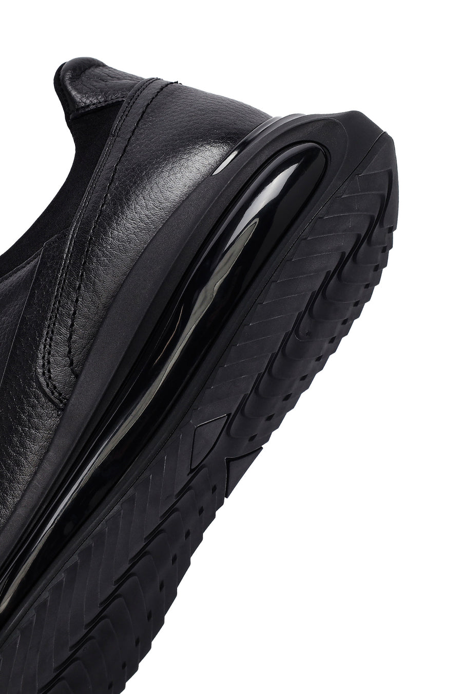 Men's Black Lace-Up Thick-Soled Leather Casual Sneakers