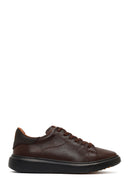 Men's Brown Lace-Up Thick-Soled Leather Sneaker | Derimod