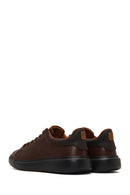 Men's Brown Lace-Up Thick-Soled Leather Sneaker | Derimod