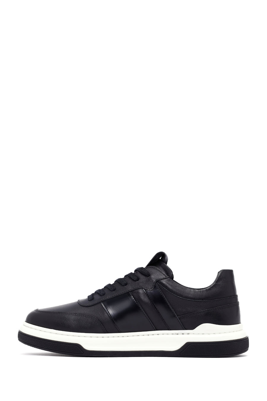 Men's Black Lace Up Leather Sneakers