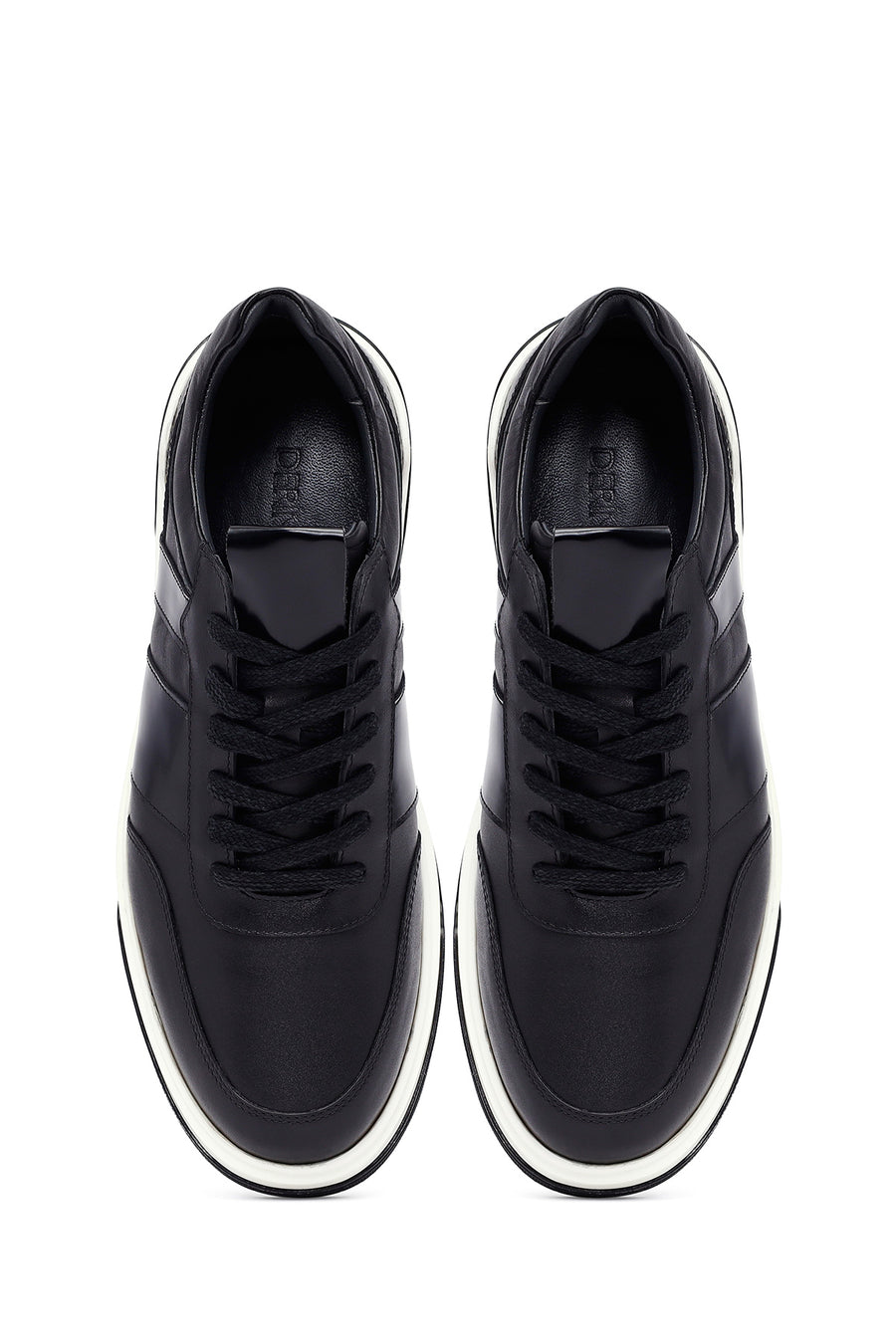 Men's Black Lace Up Leather Sneakers