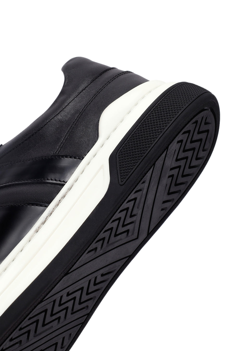 Men's Black Lace Up Leather Sneakers