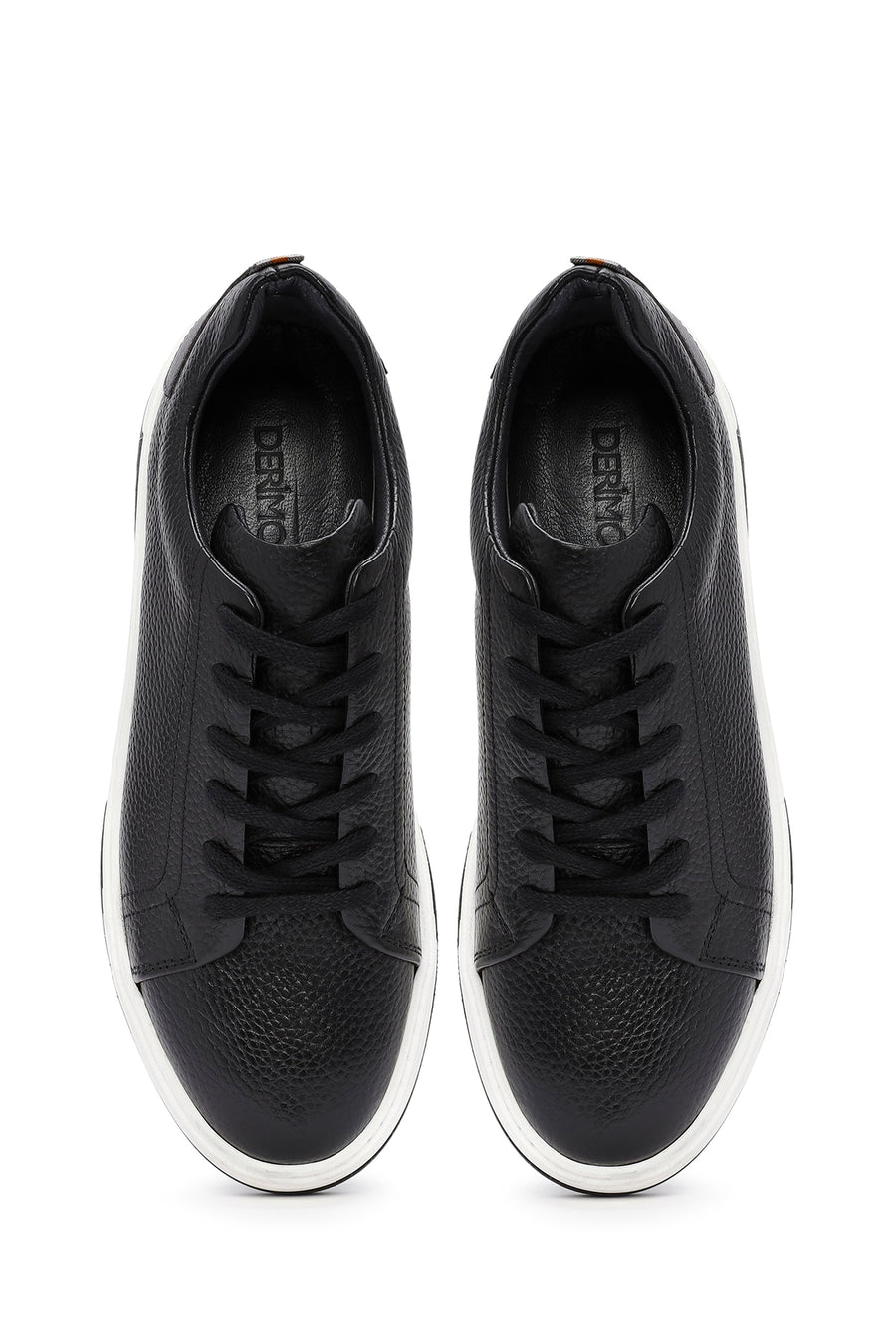Erkek Siyah Bağcıklı Kalın Tabanlı Deri Sneaker