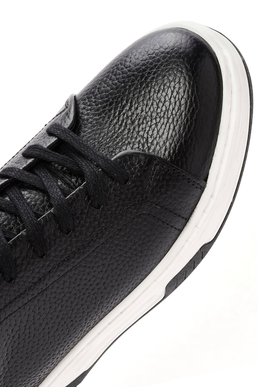 Erkek Siyah Bağcıklı Kalın Tabanlı Deri Sneaker