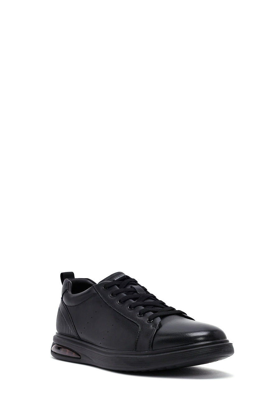 Erkek Siyah Bağcıklı Deri Sneaker