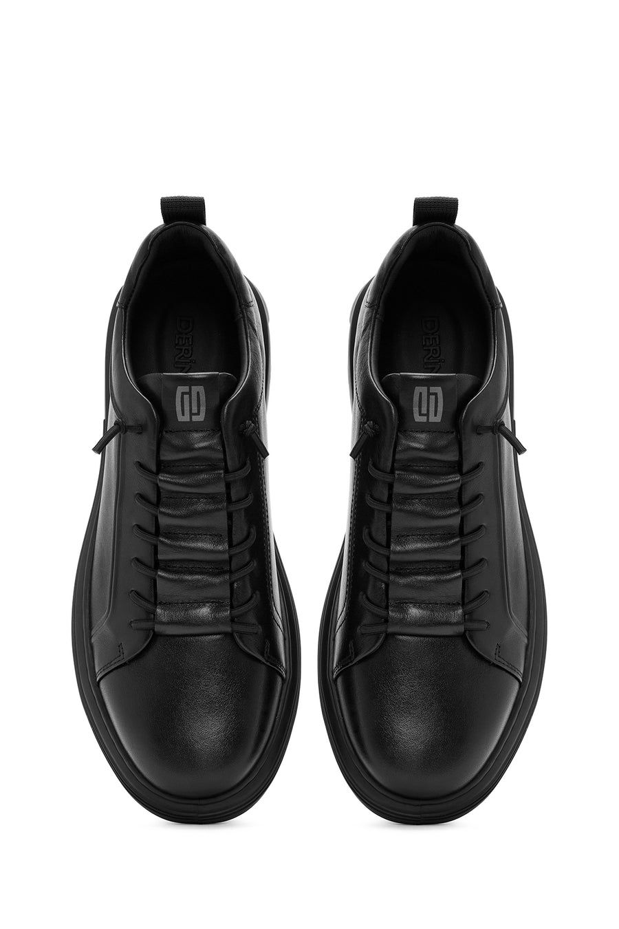 Men's Black Lace-Up Leather Sneaker