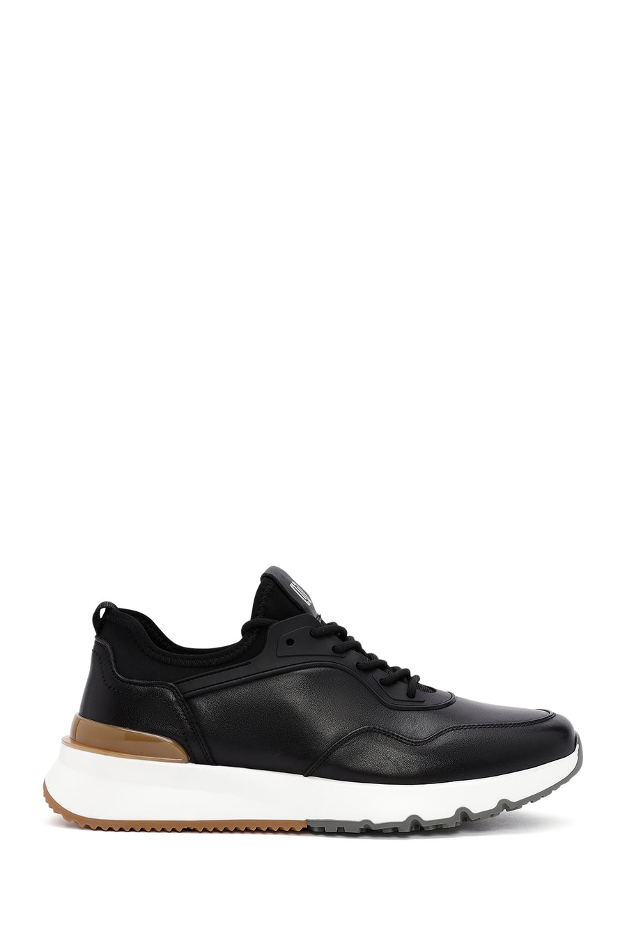 Erkek Siyah Bağcıklı Kalın Tabanlı Deri Casual Sneaker 25WFD690718 | Derimod