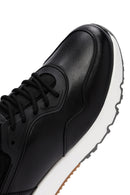 Erkek Siyah Bağcıklı Kalın Tabanlı Deri Casual Sneaker | Derimod