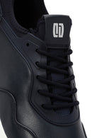 Men's Navy Blue Lace-Up Thick-Soled Leather Casual Sneakers | Derimod