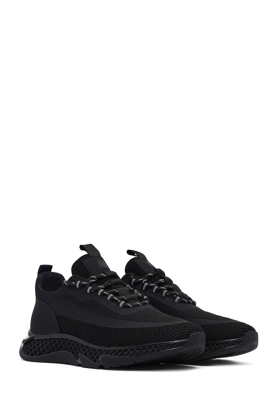 Derimod Zero Men's Black Thick-Soled Lace-Up Fabric Sneakers