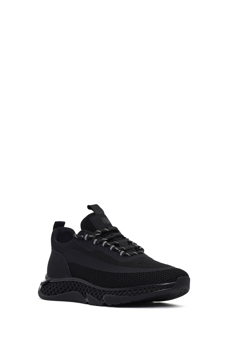 Derimod Zero Men's Black Thick-Soled Lace-Up Fabric Sneakers