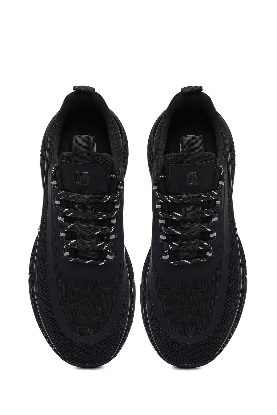 Derimod Zero Men's Black Thick-Soled Lace-Up Fabric Sneakers