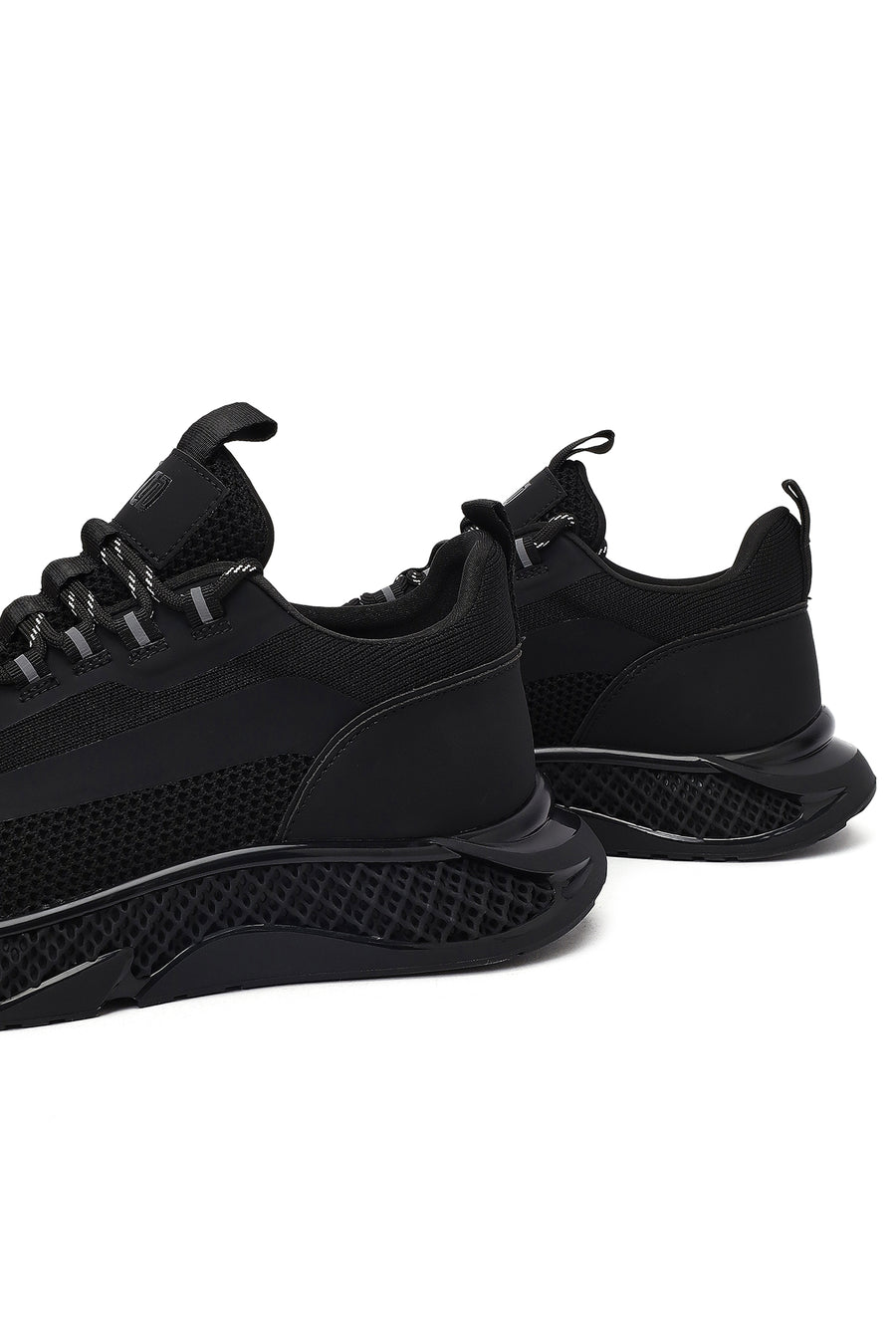 Derimod Zero Men's Black Thick-Soled Lace-Up Fabric Sneakers