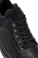 Men's Black Lace Up Leather Sneakers | Derimod