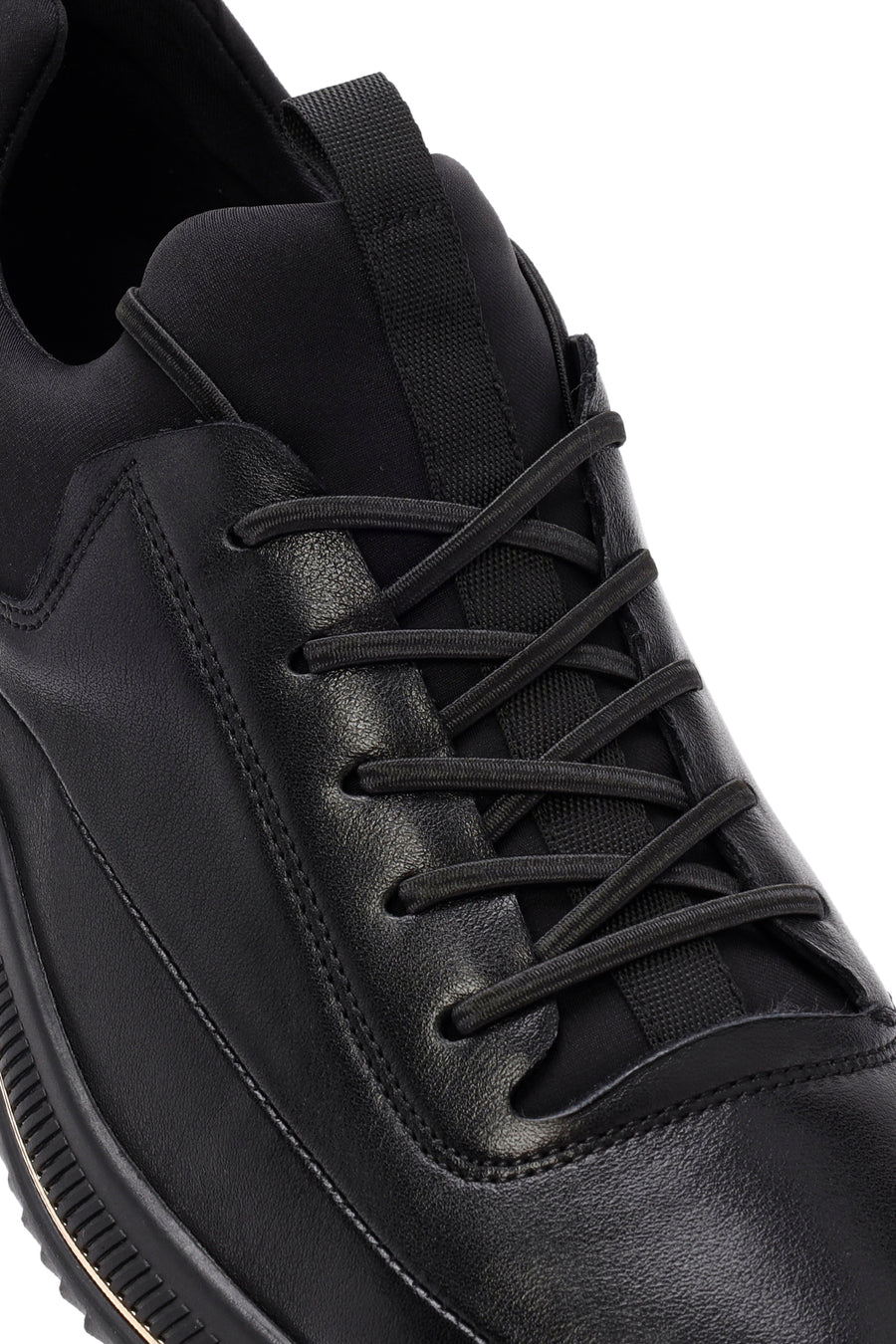 Men's Black Lace Up Leather Sneakers