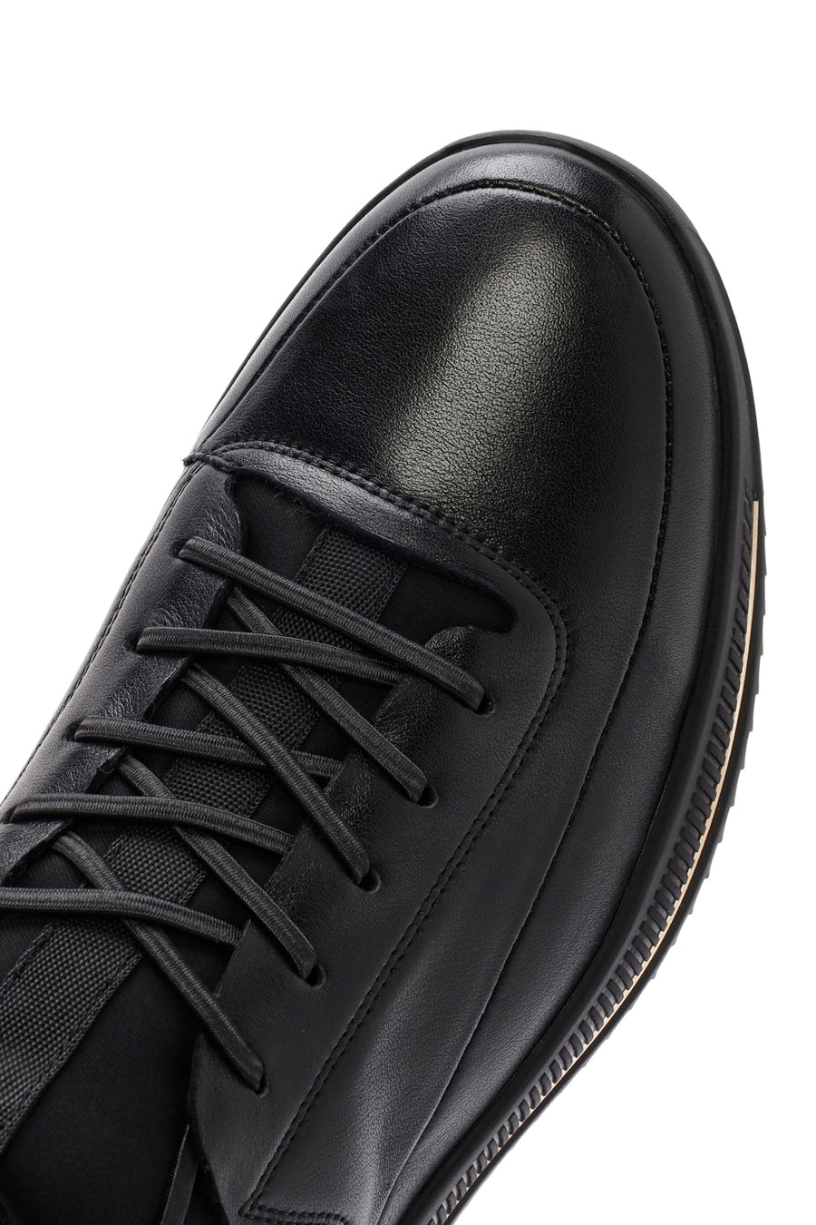 Men's Black Lace Up Leather Sneakers