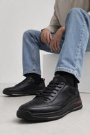 Men's Black Lace Up Leather Sneakers | Derimod