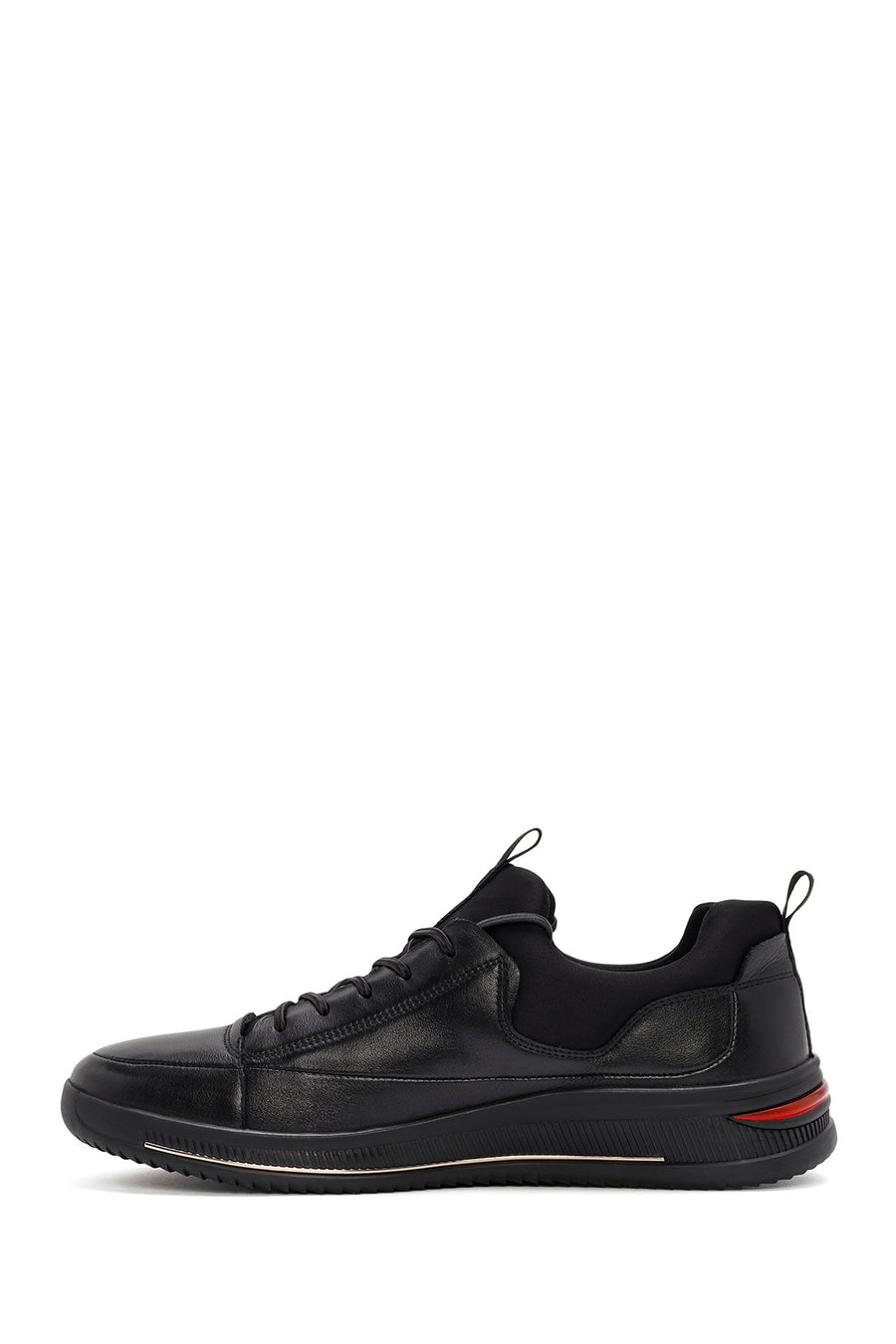 Men's Black Lace Up Leather Sneakers