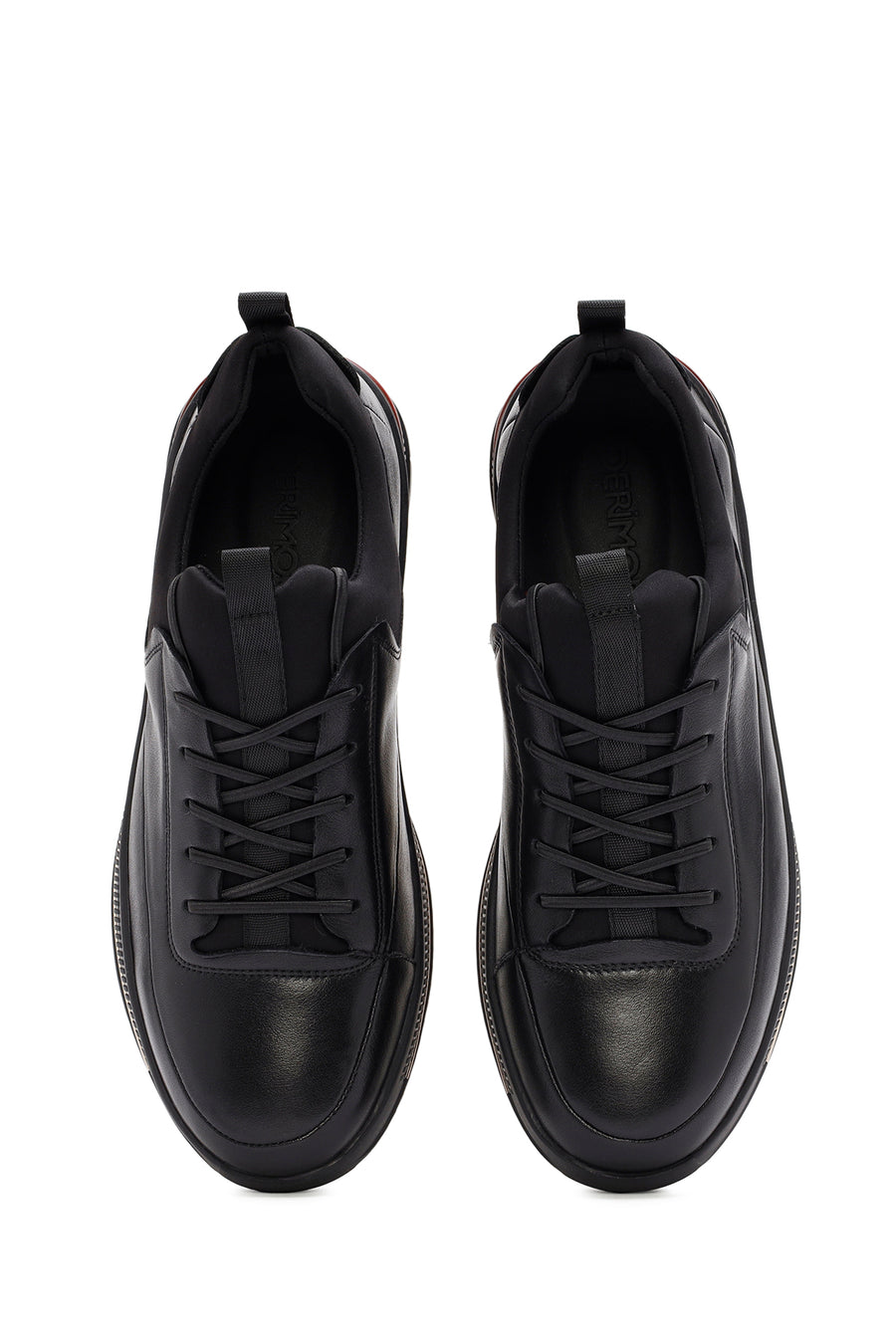 Men's Black Lace Up Leather Sneakers