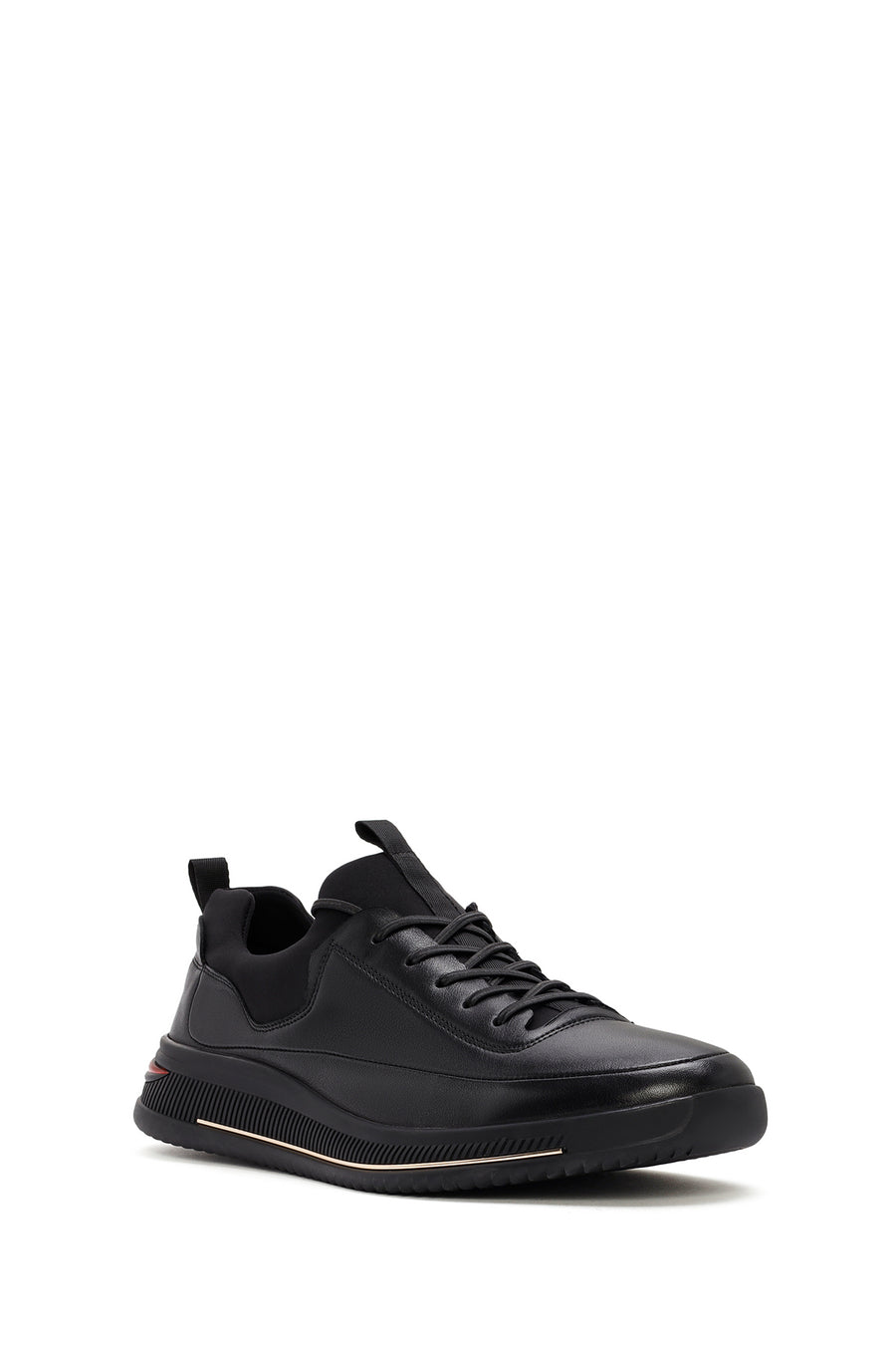 Men's Black Lace Up Leather Sneakers