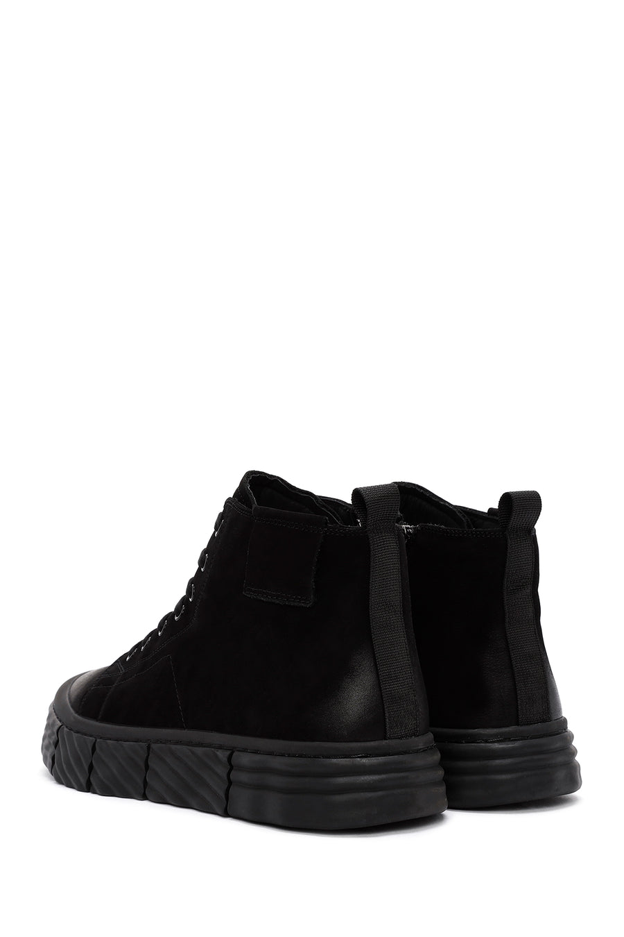 Men's Black Zippered Nubuck Sports Boots
