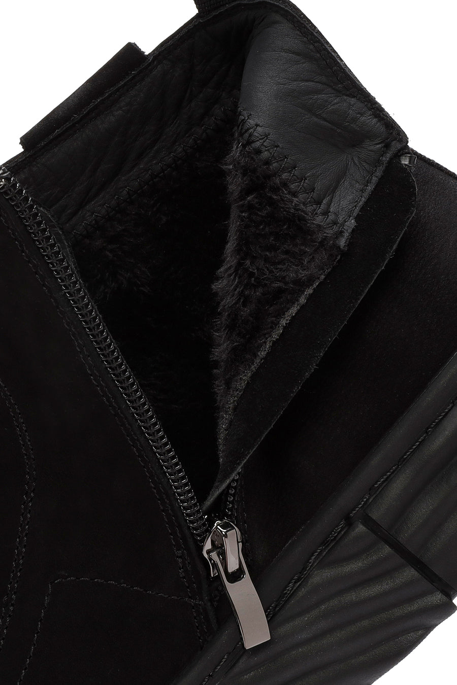 Men's Black Zippered Nubuck Sports Boots