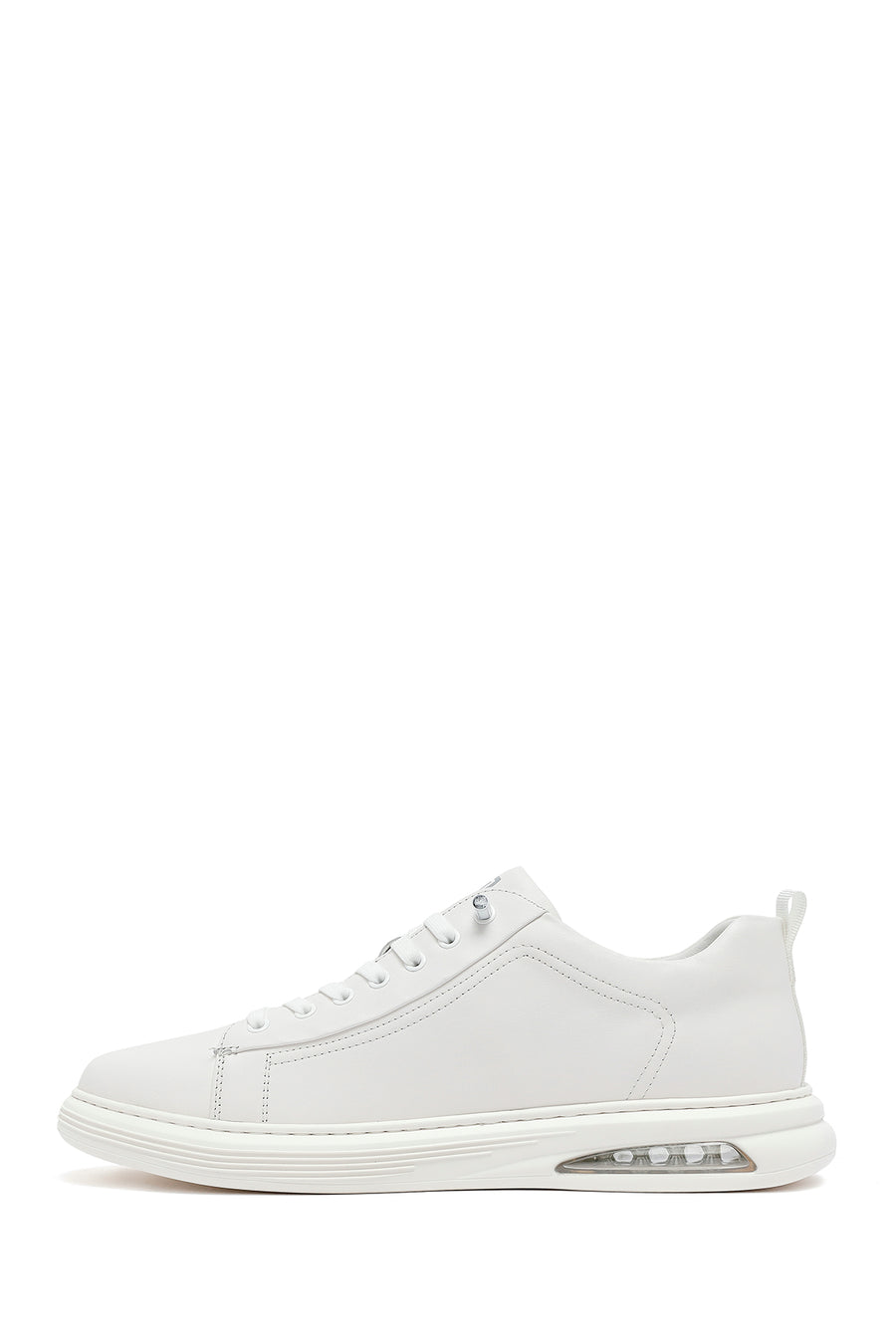 Men's White Lace-Up Leather Sneakers