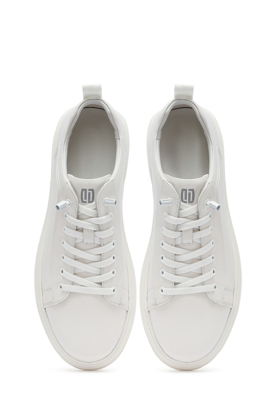 Men's White Lace-Up Leather Sneakers