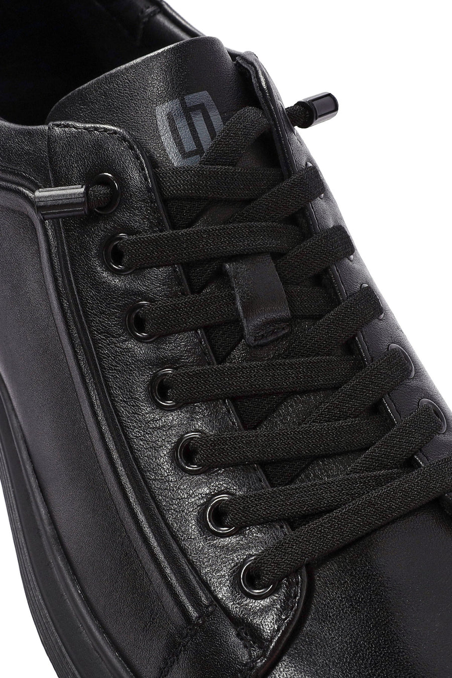 Men's Black Lace Up Leather Sneakers