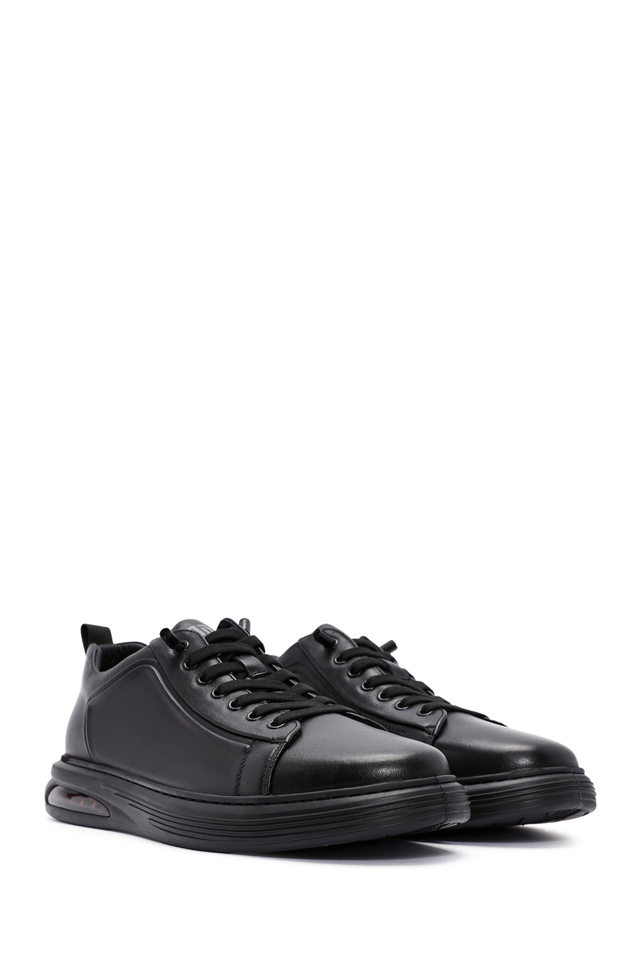 Men's Black Lace Up Leather Sneakers