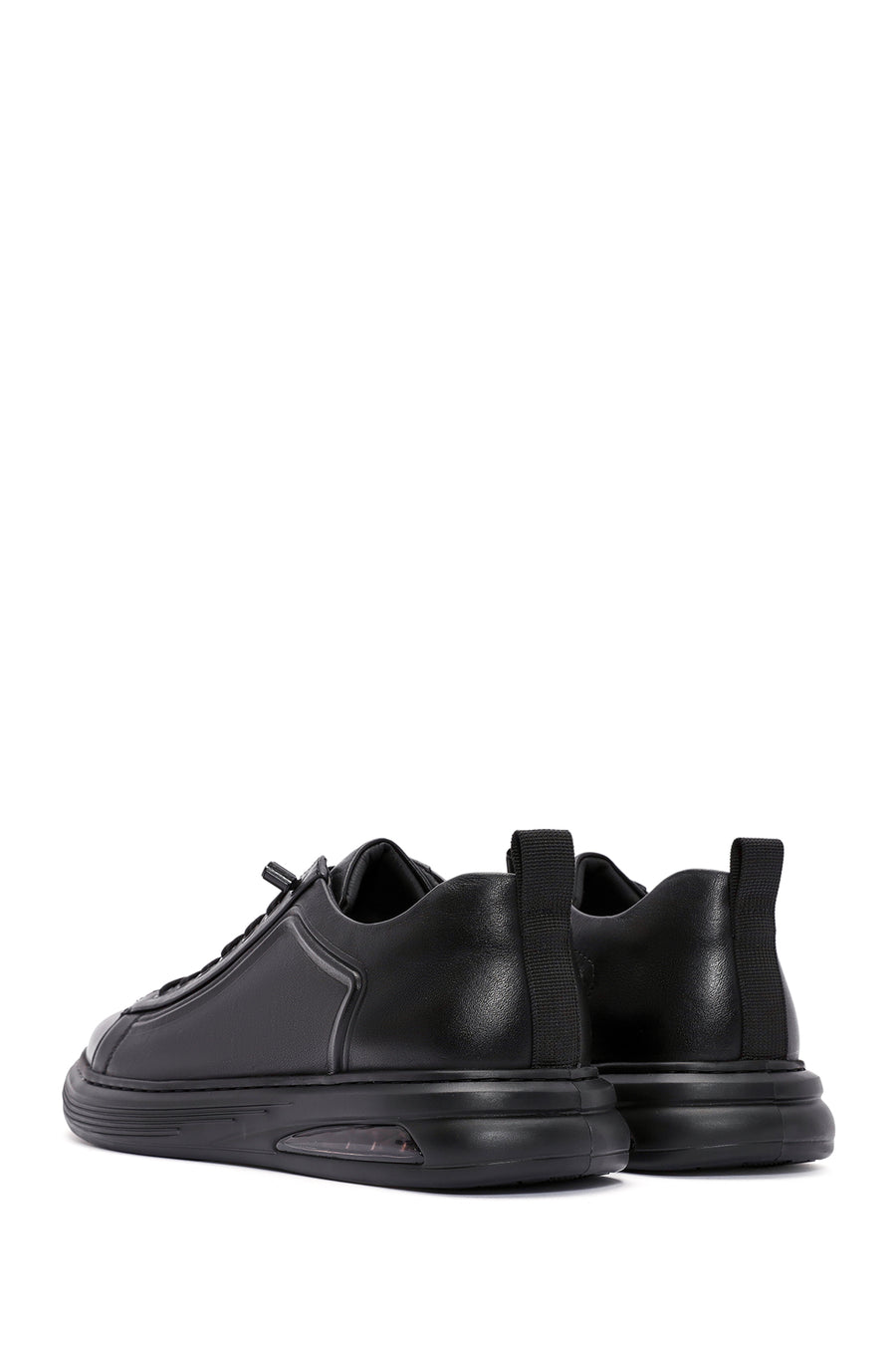 Men's Black Lace Up Leather Sneakers