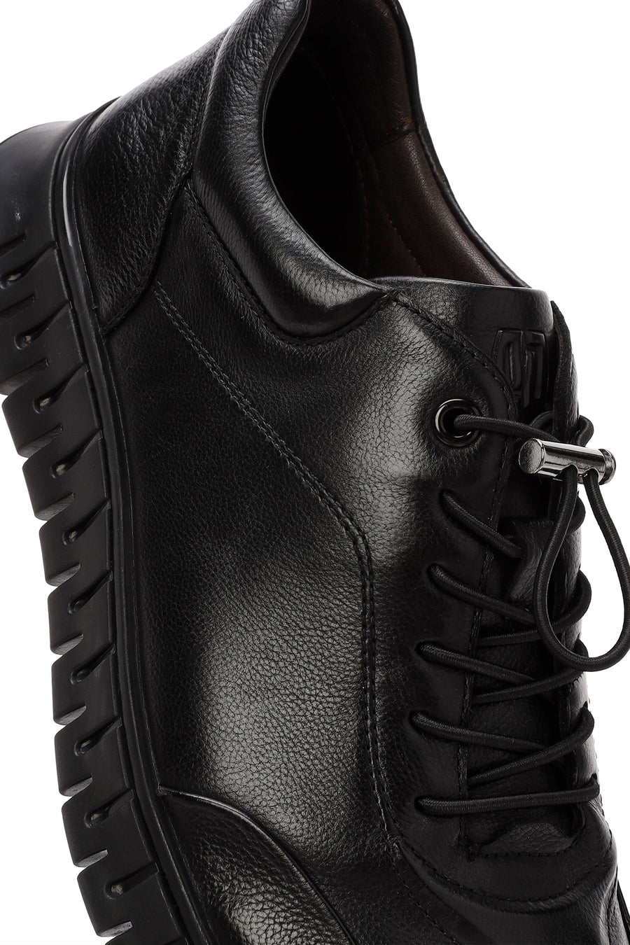 Men's Black Lace-Up Leather Casual Sneakers