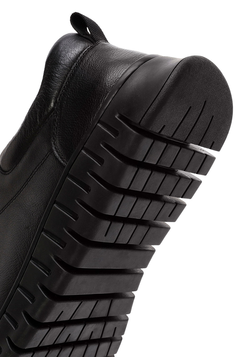 Men's Black Lace-Up Leather Casual Sneakers