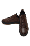 Erkek Kahverengi Bağcıklı Deri Sneaker | Derimod