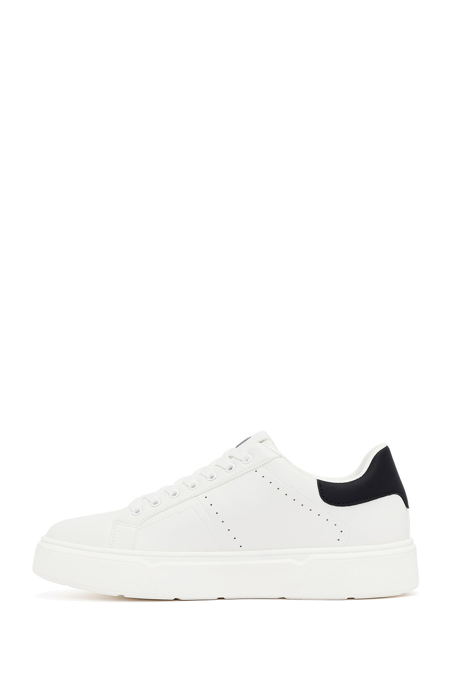 Erkek Beyaz Bağcıklı Kalın Tabanlı Sneaker