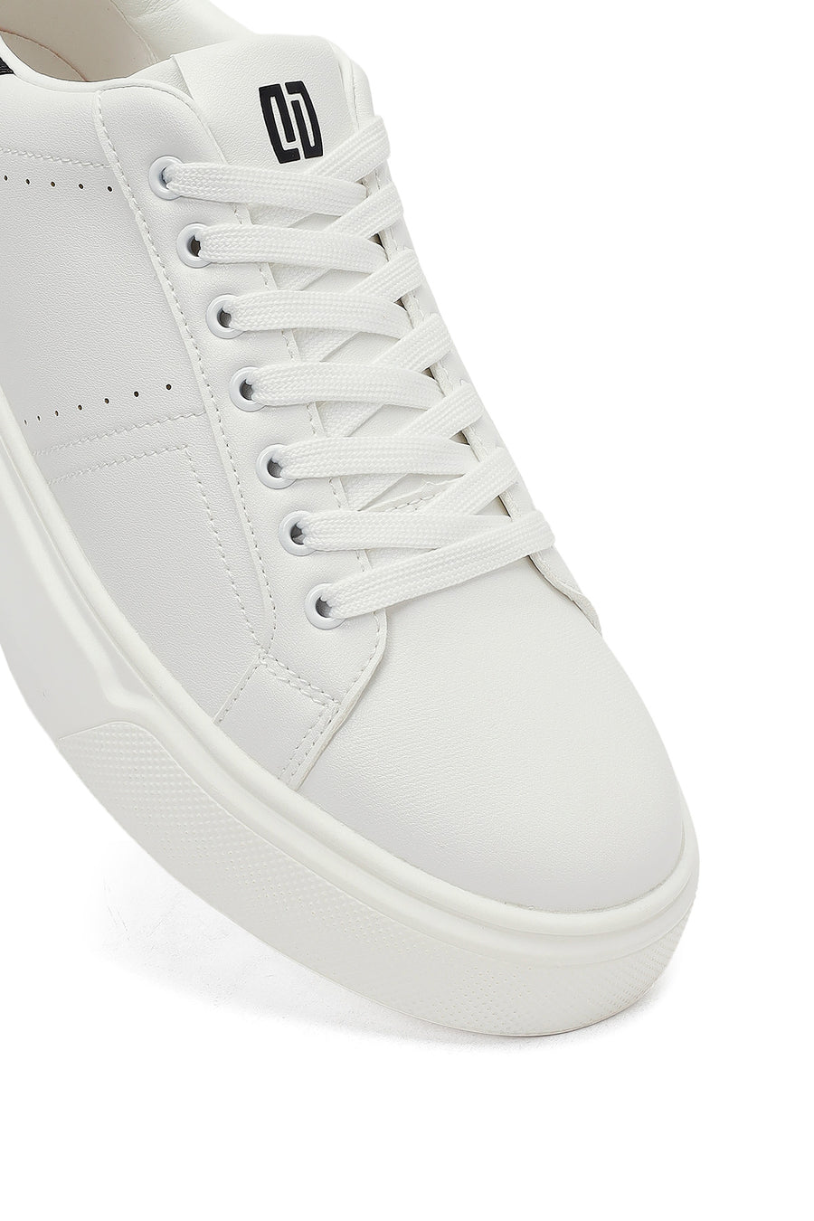 Erkek Beyaz Bağcıklı Kalın Tabanlı Sneaker