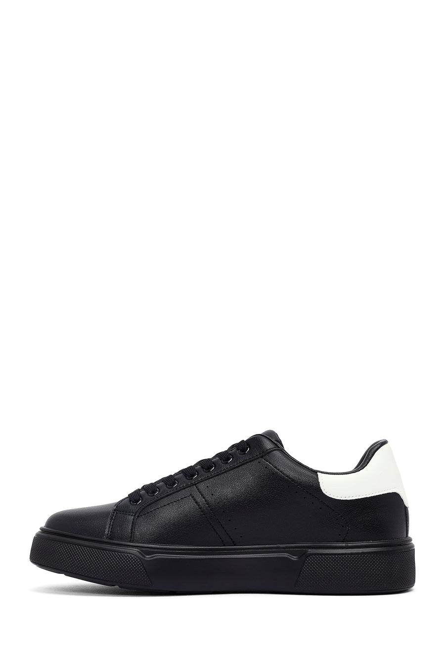 Men's Black Lace-Up Thick-Soled Sneaker