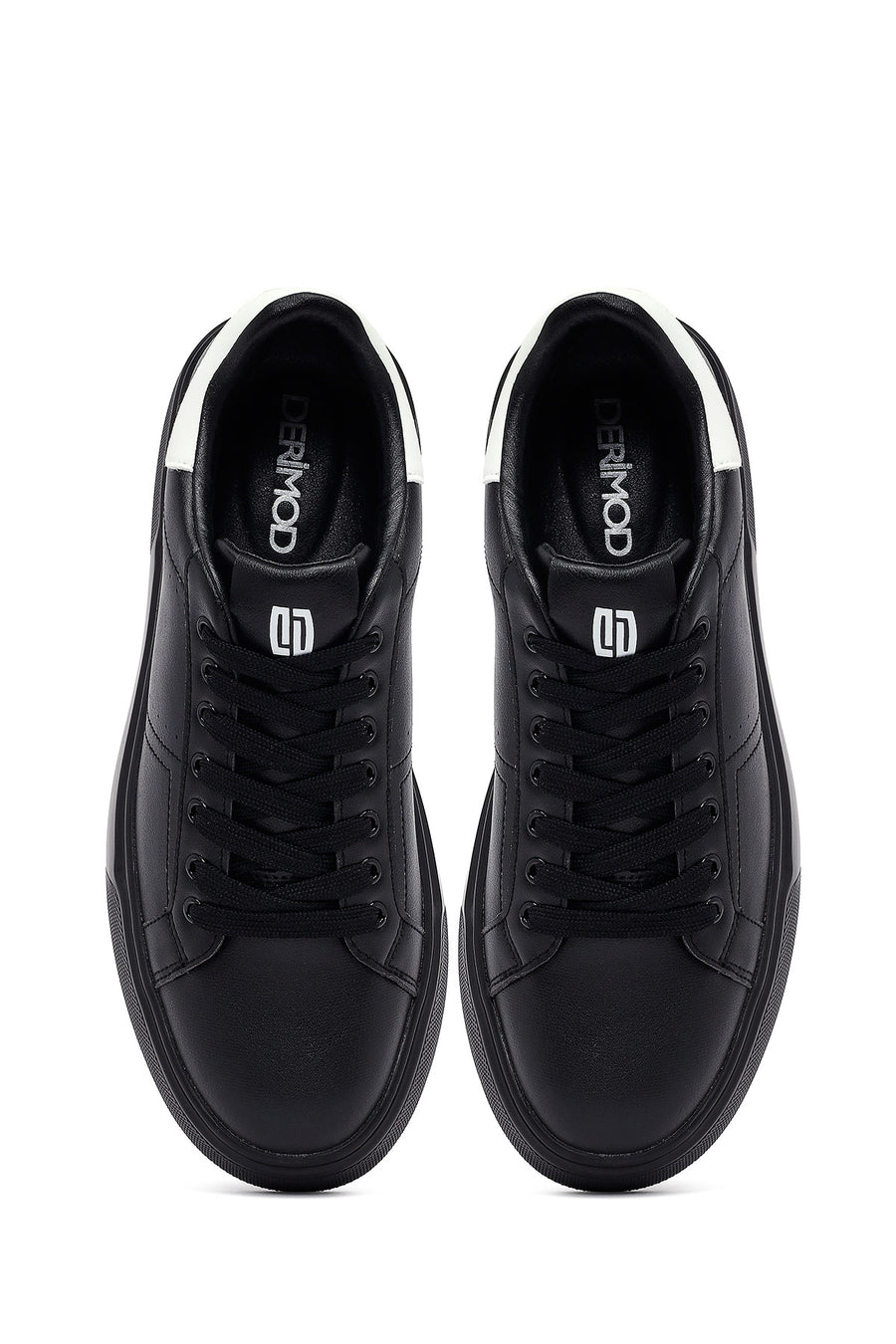 Men's Black Lace-Up Thick-Soled Sneaker