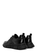 Erkek Siyah Bağcıklı Kalın Tabanlı Deri Casual Sneaker | Derimod