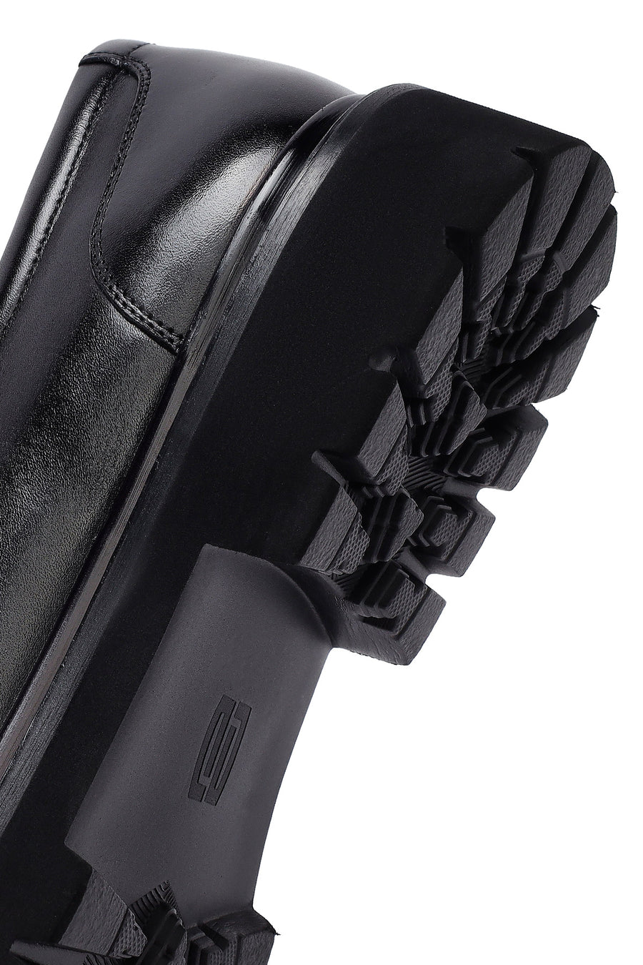 Men's Black Lace-Up Thick-Soled Leather Casual Shoes