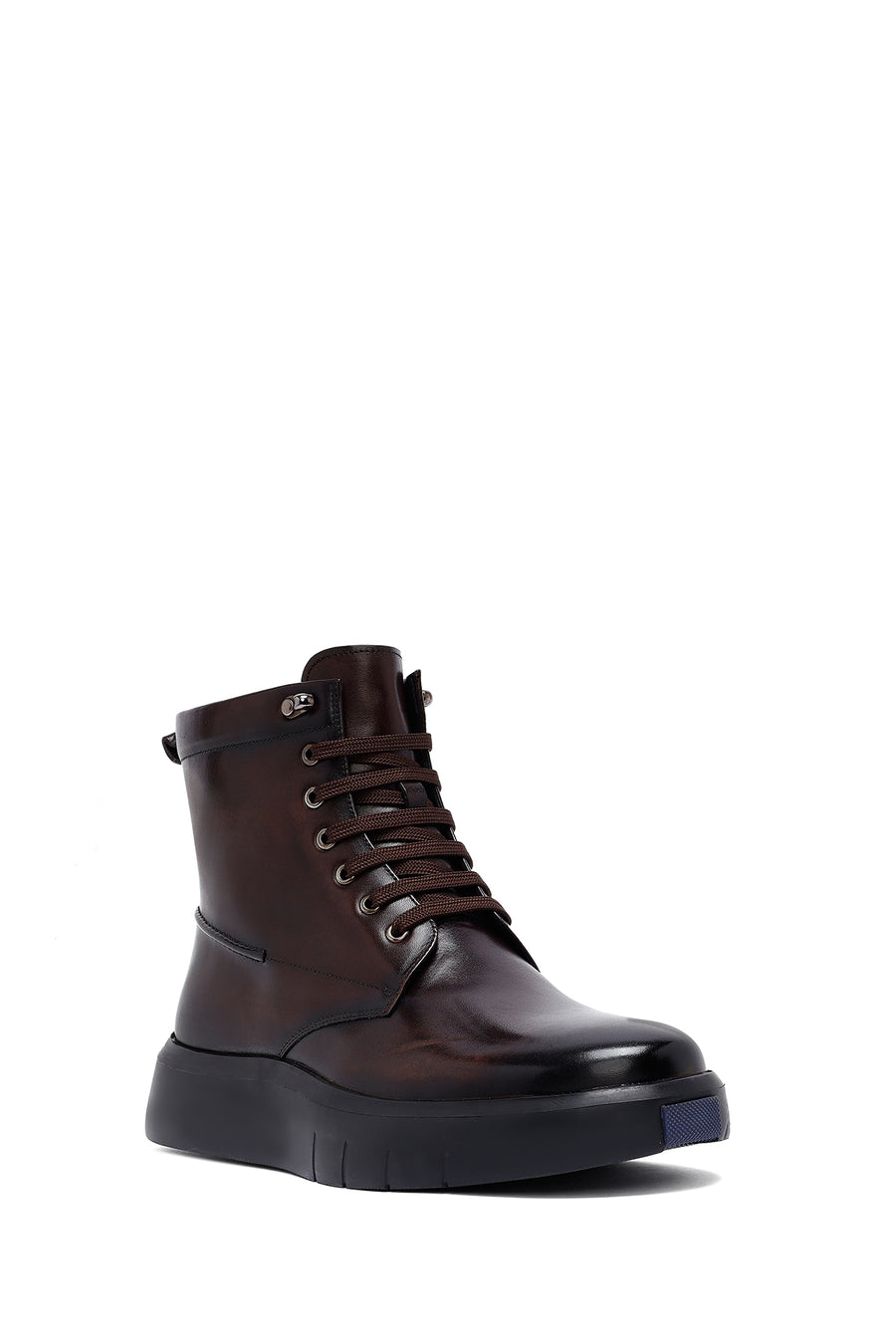 Men's Brown Zippered Thick Sole Leather Boat