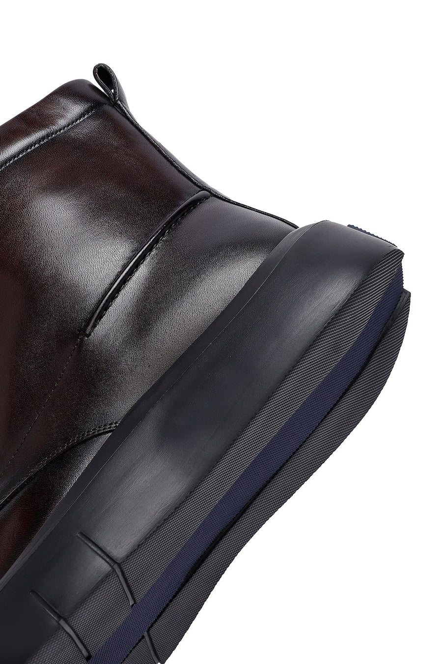 Men's Brown Zippered Thick Sole Leather Boat