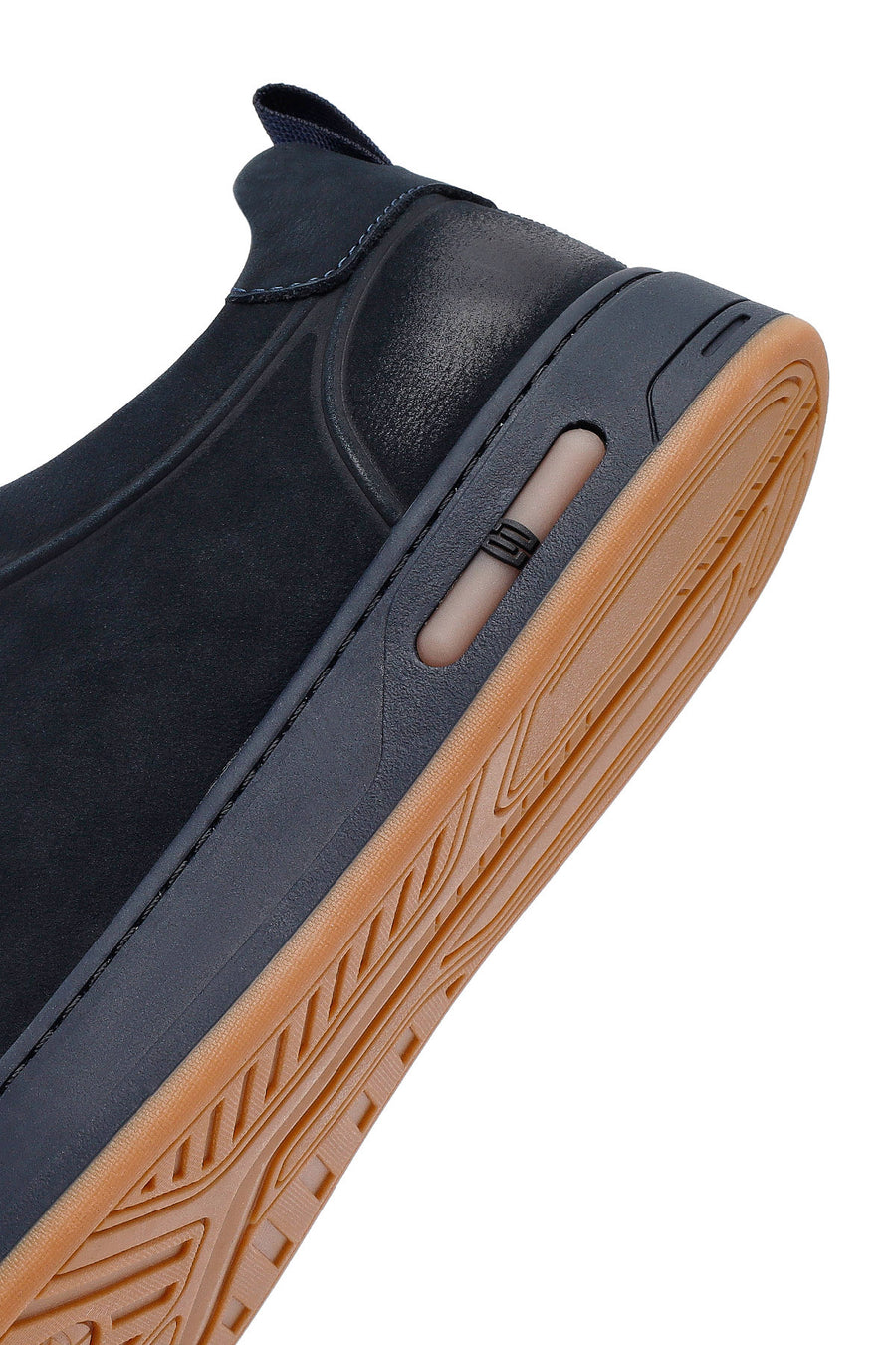Men's Navy Blue Lace-Up Nubuck Leather Sneakers