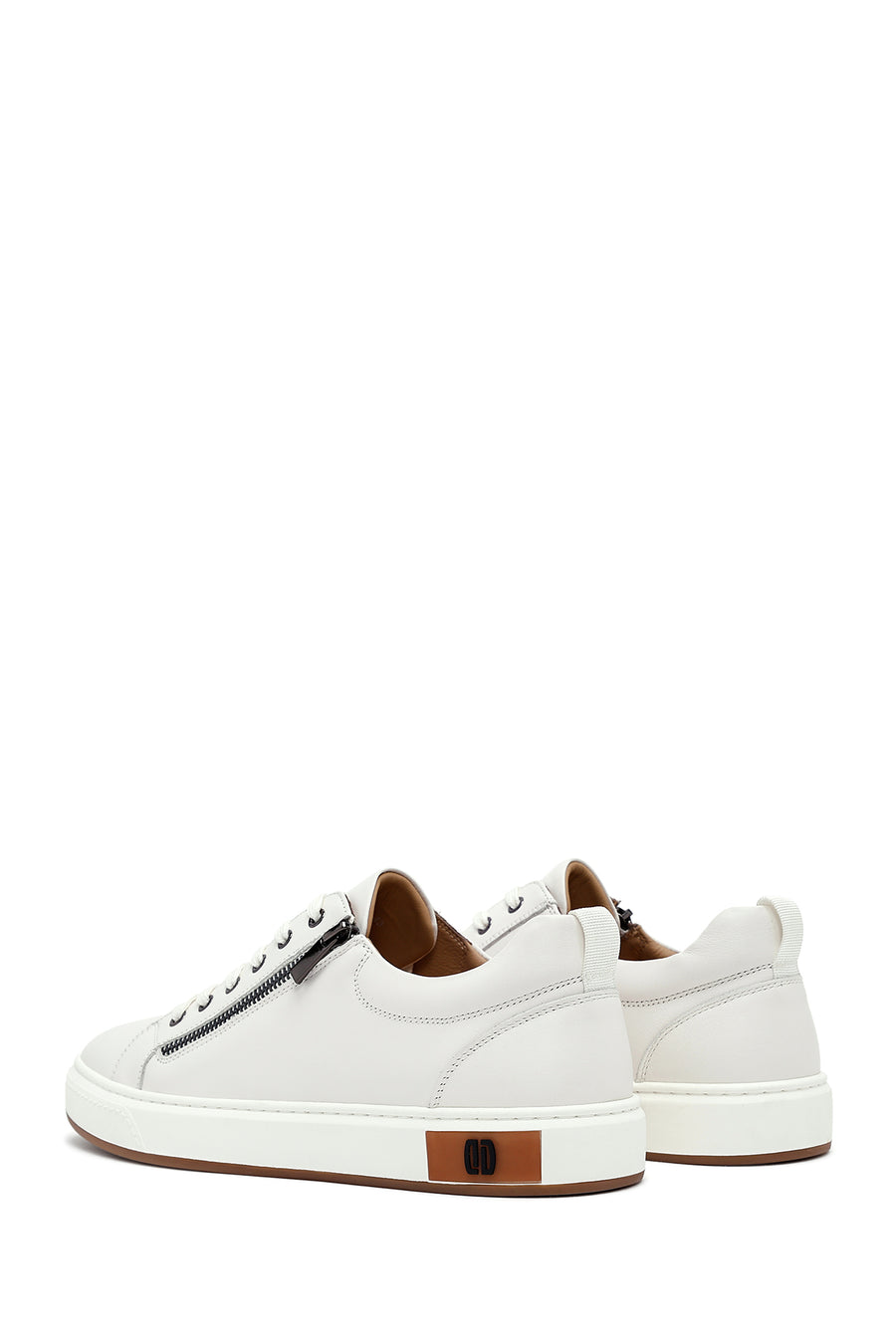 Erkek Beyaz Bağcıklı Deri Sneaker
