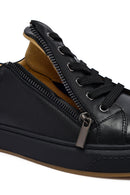 Erkek Siyah Bağcıklı Deri Sneaker | Derimod