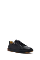 Erkek Siyah Bağcıklı Deri Sneaker | Derimod