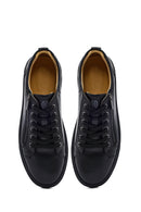 Erkek Siyah Bağcıklı Deri Sneaker | Derimod