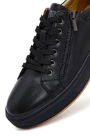 Erkek Siyah Bağcıklı Deri Sneaker | Derimod