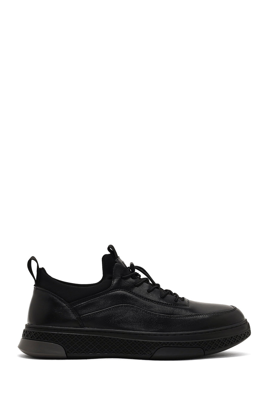 Erkek Siyah Bağcıklı Kalın Tabanlı Deri Sneaker 25WFD697218 | Derimod